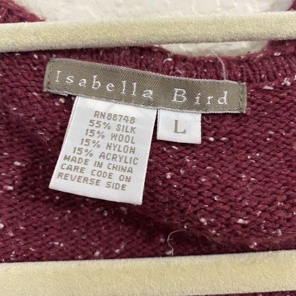 Isabella Bird Womens Sweater Cardigan Size L Duster Hoodie Silk Wool Blend Red - Picture 6 of 7
